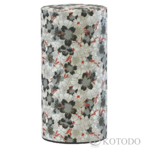 Gray and White Flower Pattern 100g Tin Canister