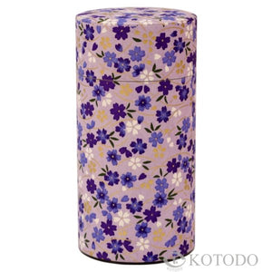 Purple Flowers Pattern 100g Tin Canister