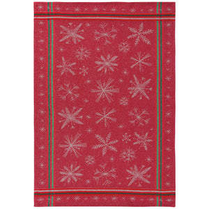 Snowflake Jacquard Christmas Kitchen Towel Red