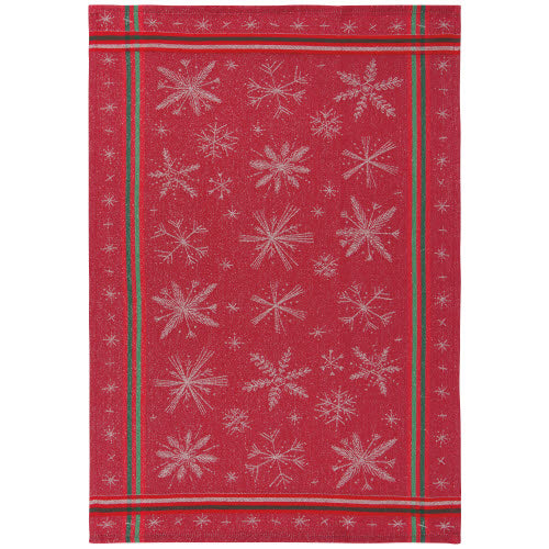 Snowflake Jacquard Christmas Kitchen Towel Red