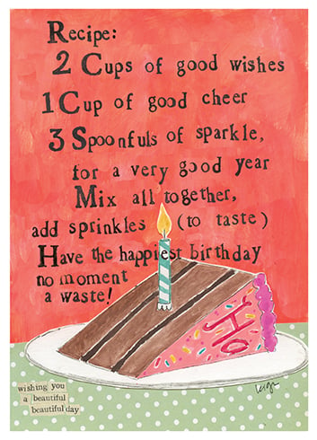 Cake Recipe Curly Girl Design Card