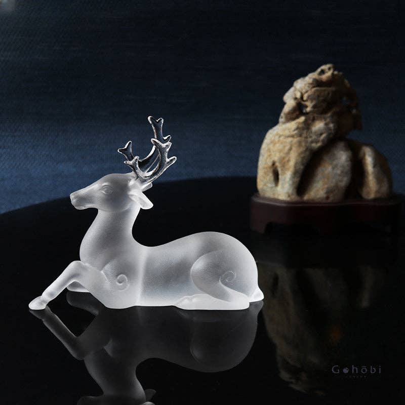 Gohobi Pate de Verre Deer Glass Paperweight