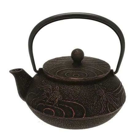 Cast Iron Teapot Copper Goldfish