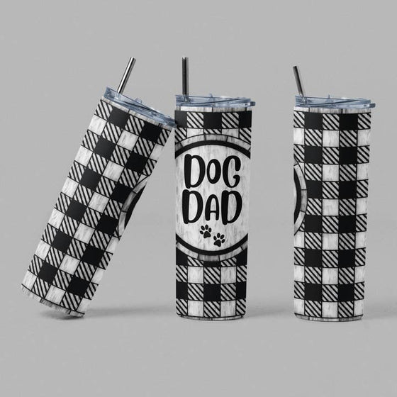 Dog Dad White Buffalo Plaid Tumbler