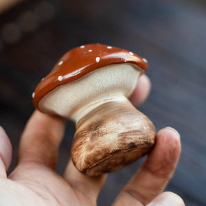 Gohobi Handmade Ceramic YiXing Clay Mushroom Ornament Tea