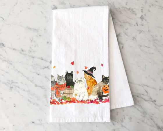 Halloween Cats Kitchen Towel - Fall Tea Towel - Todd & Holland Tea Merchants