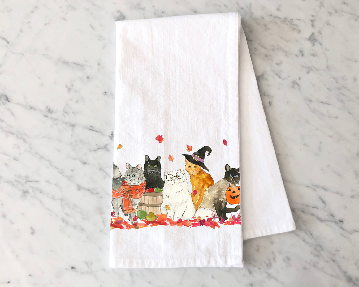 Halloween Cats Kitchen Towel - Fall Tea Towel - Todd & Holland Tea Merchants
