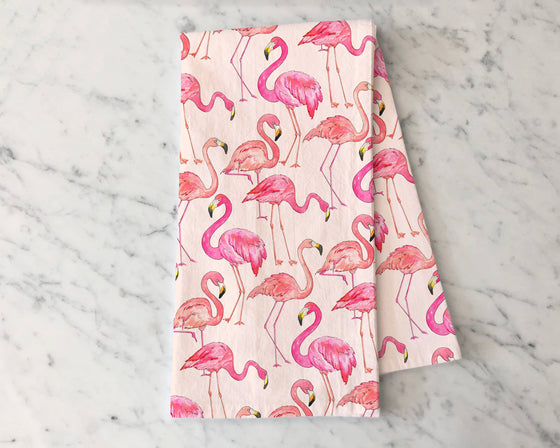 Pink  Flamingos Tea Towel - Summer Kitchen Decor - Todd & Holland Tea Merchants