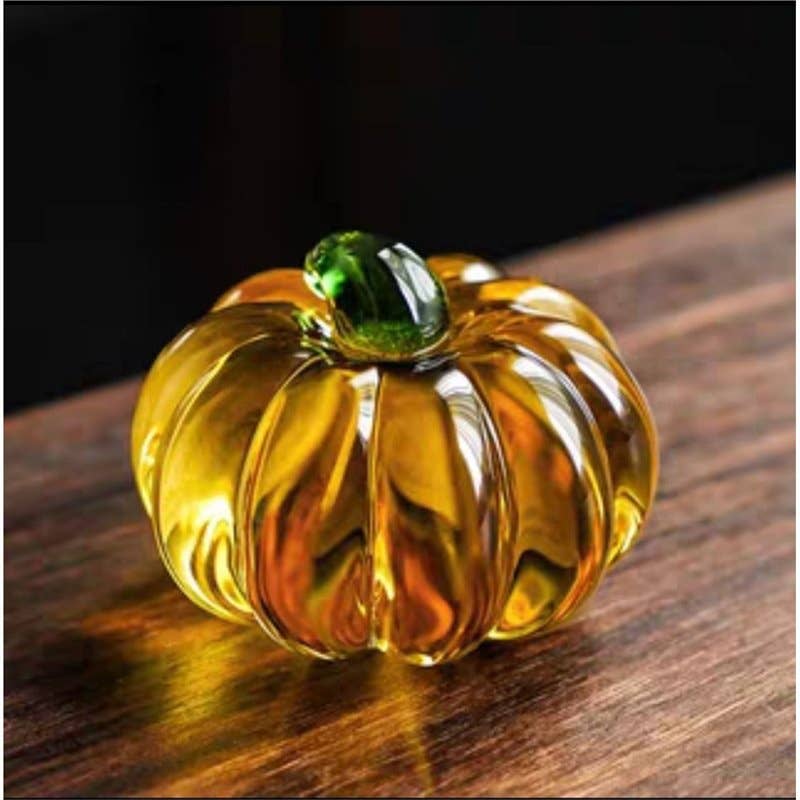 Gohobi Pate de Verre Pumpkin Glass Paperweight