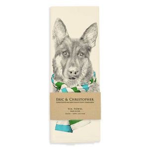 German Shepherd with Scarf Tea Towel