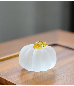 Gohobi Pate de Verre Pumpkin Glass Paperweight