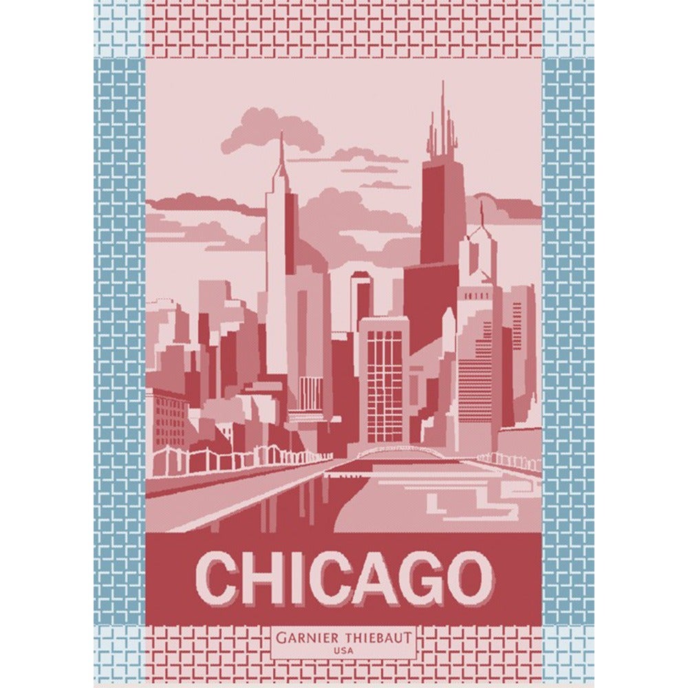 Chicago Blue Jacquard Tea Towel