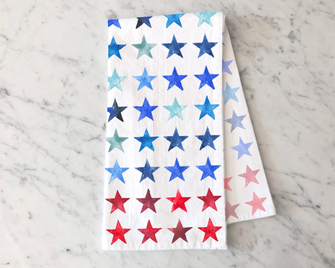 Red & Blue Stars Patriotic Fourth of July Summer Tea Towel - Todd & Holland Tea Merchants