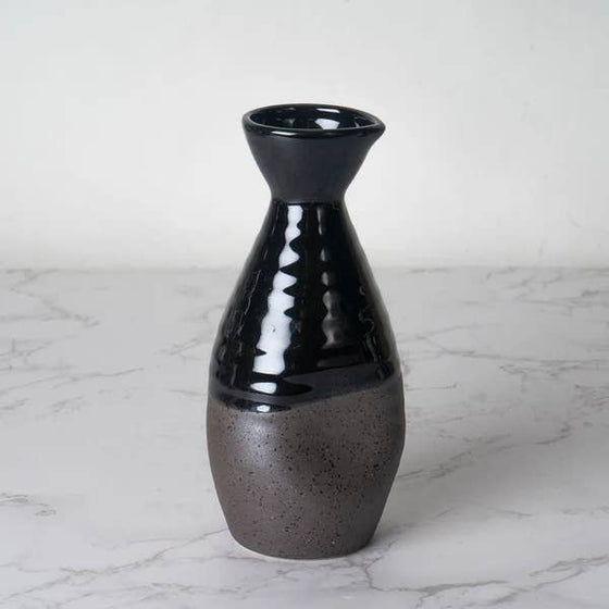 Black Matte and Glossy Glazed 2 Go 10oz Sake Tokkuri Bottle