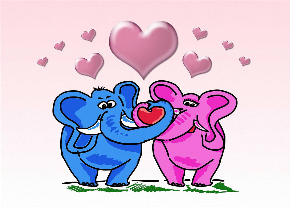 Elephants in Love Valentine's Card