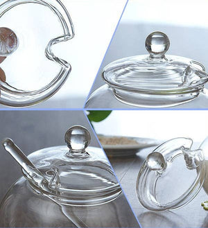 Gohobi Glass Sugar/Storage Jar with Spoon