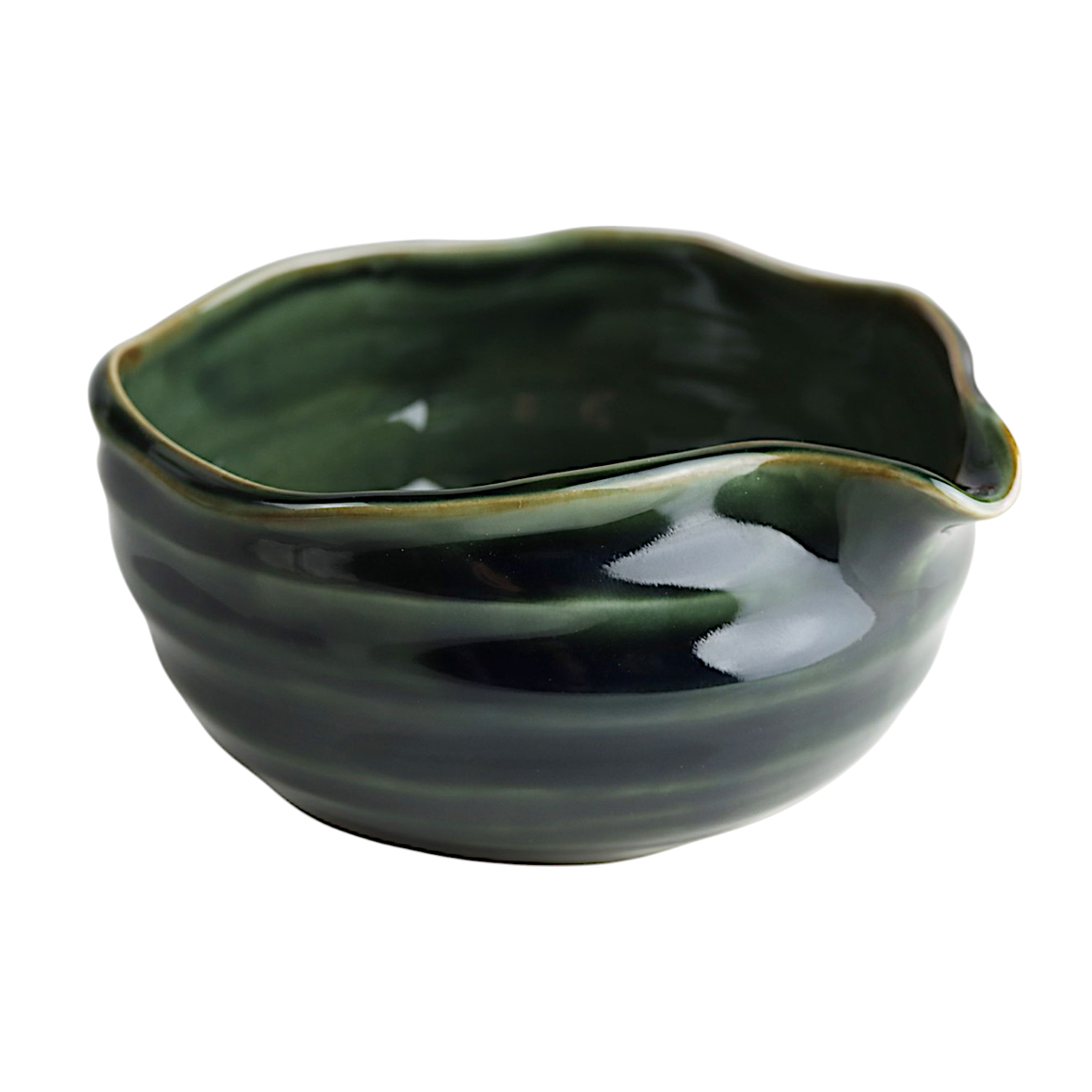 12oz Katakuchi Matcha Bowl With Spout Green Oribe