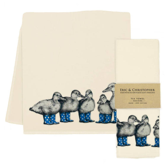 Duck with Blue Boots Tea Towel