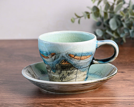 Blue Ceramic Tea Cup with Saucer, Traditional Japanese Cups - Todd & Holland Tea Merchants