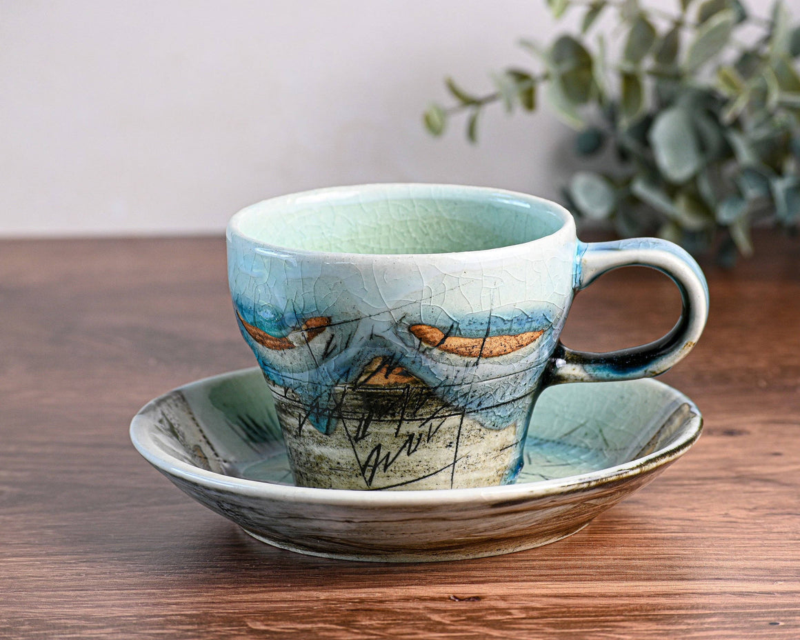 Blue Ceramic Tea Cup with Saucer, Traditional Japanese Cups - Todd & Holland Tea Merchants