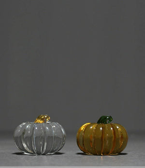 Gohobi Pate de Verre Pumpkin Glass Paperweight