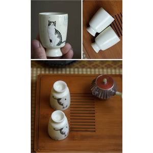 Gohobi Hand-Painted Cat Tall Tea Cup