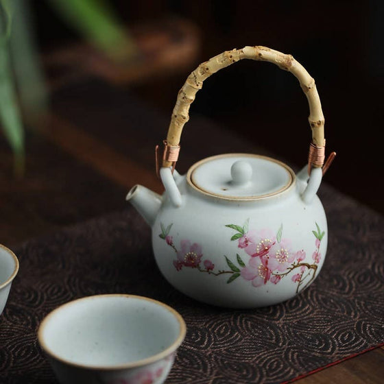 Gohobi Hand-painted Floral Teapot Peach Blossom