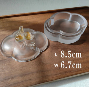 Gohobi Pate de Verre Persimmon Begonia Glass Case