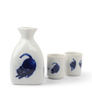 Midnight Blue Cats Sake Set