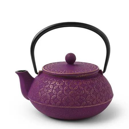 Tetsubin Cast Iron Teapot Gold Purple Seven Jewels