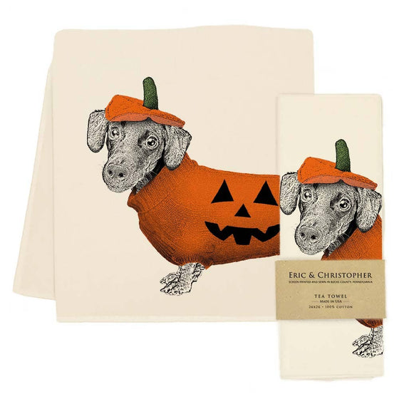 Pumpkin Dachshund Tea Towel