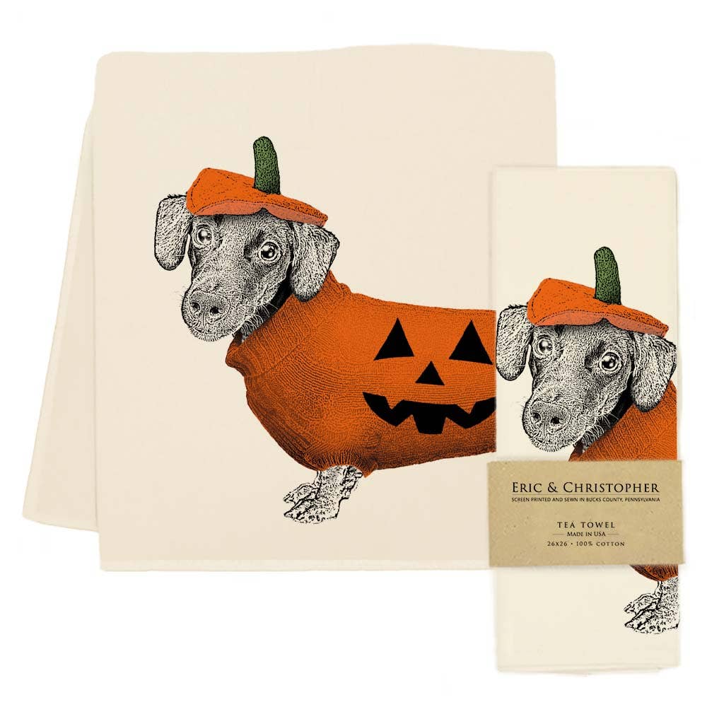 Pumpkin Dachshund Tea Towel