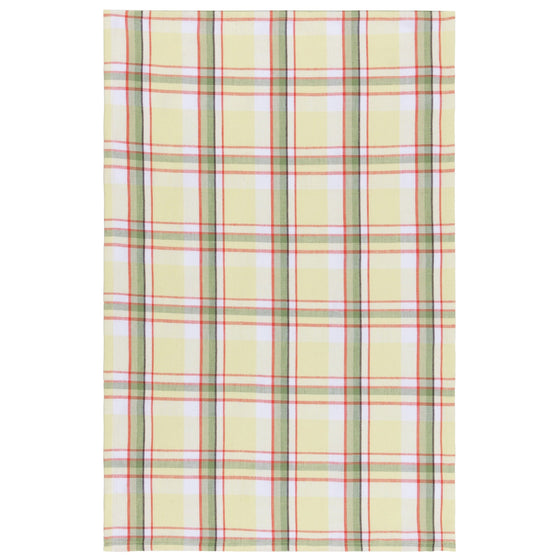 White Dishtowel with Red & Green Stripes