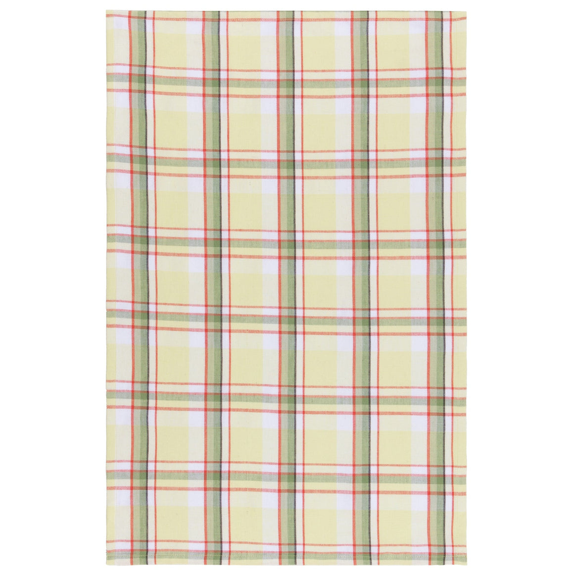 White Dishtowel with Red & Green Stripes