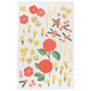 Bakers Flour Red Flowers Kitchen Towel