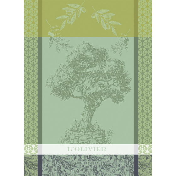 L'Olivier Vert Jacquard Tea Towel
