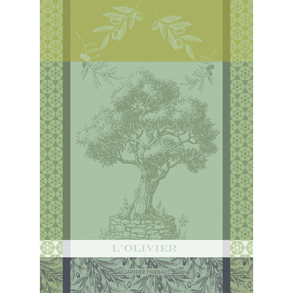L'Olivier Vert Jacquard Tea Towel