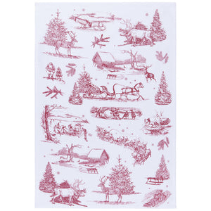 Winter Toile Woven and Print Dishtowel