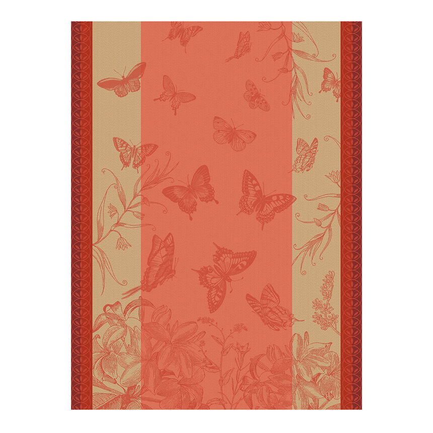 Le Jacquard Jardin des Papillons Tea Towel Pink - Todd & Holland Tea Merchants