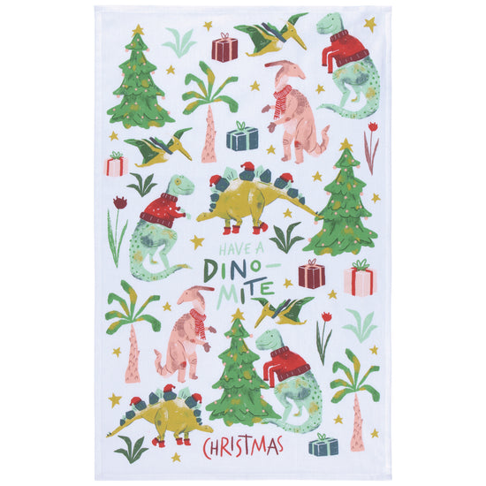 Dino-Mite Christmas Cotton Kitchen Towel