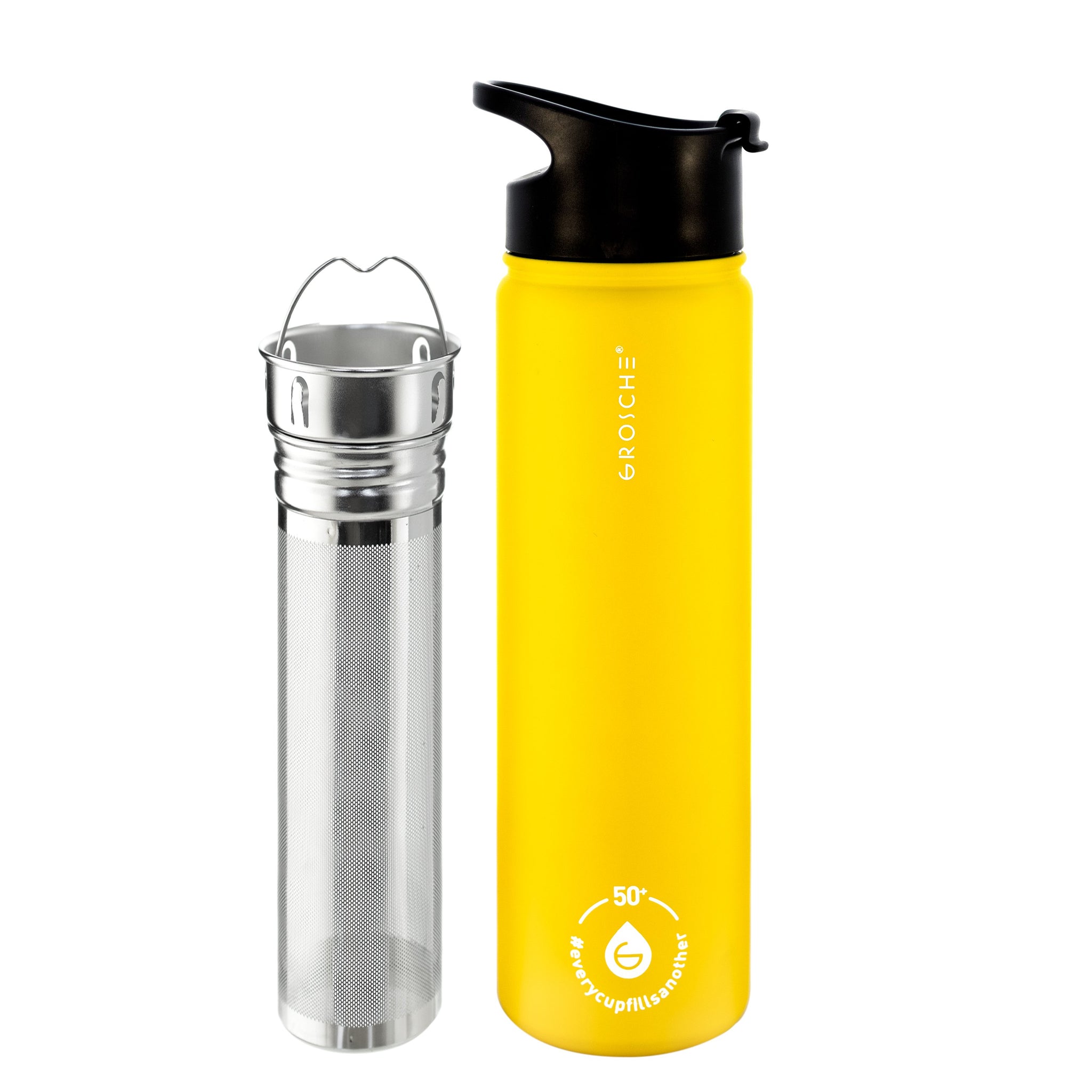Grosche Chicago Steel Insulated Tea Infusion Flask, Tea And Coffee Tumbler,  32 Fl Oz Capacity - Honey Yellow : Target