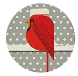 Charley Harper Coaster Cardinal Sitting in Snow