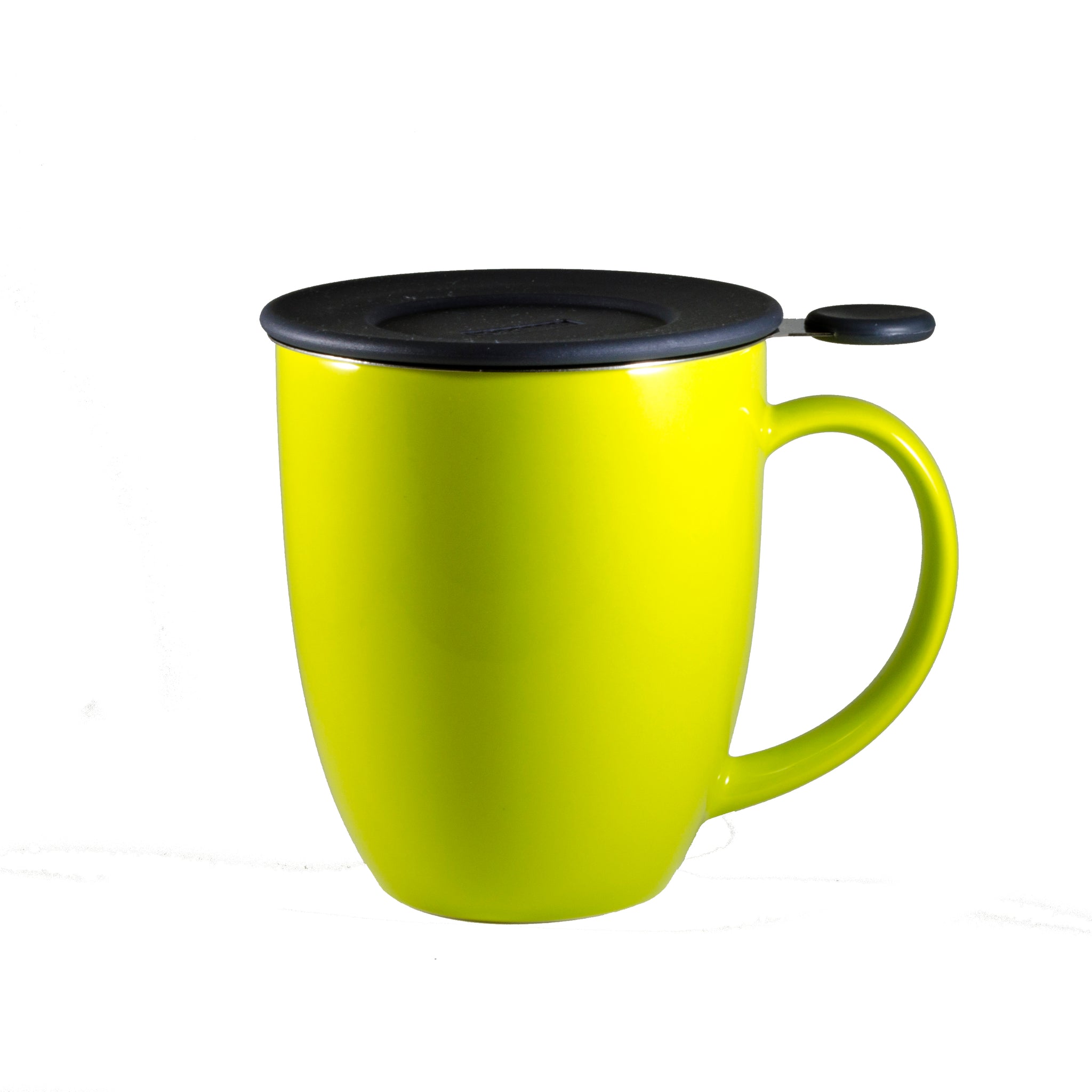 FORLIFE Curve Tall Tea Mug with Infuser and Lid 15 Ounces Lime
